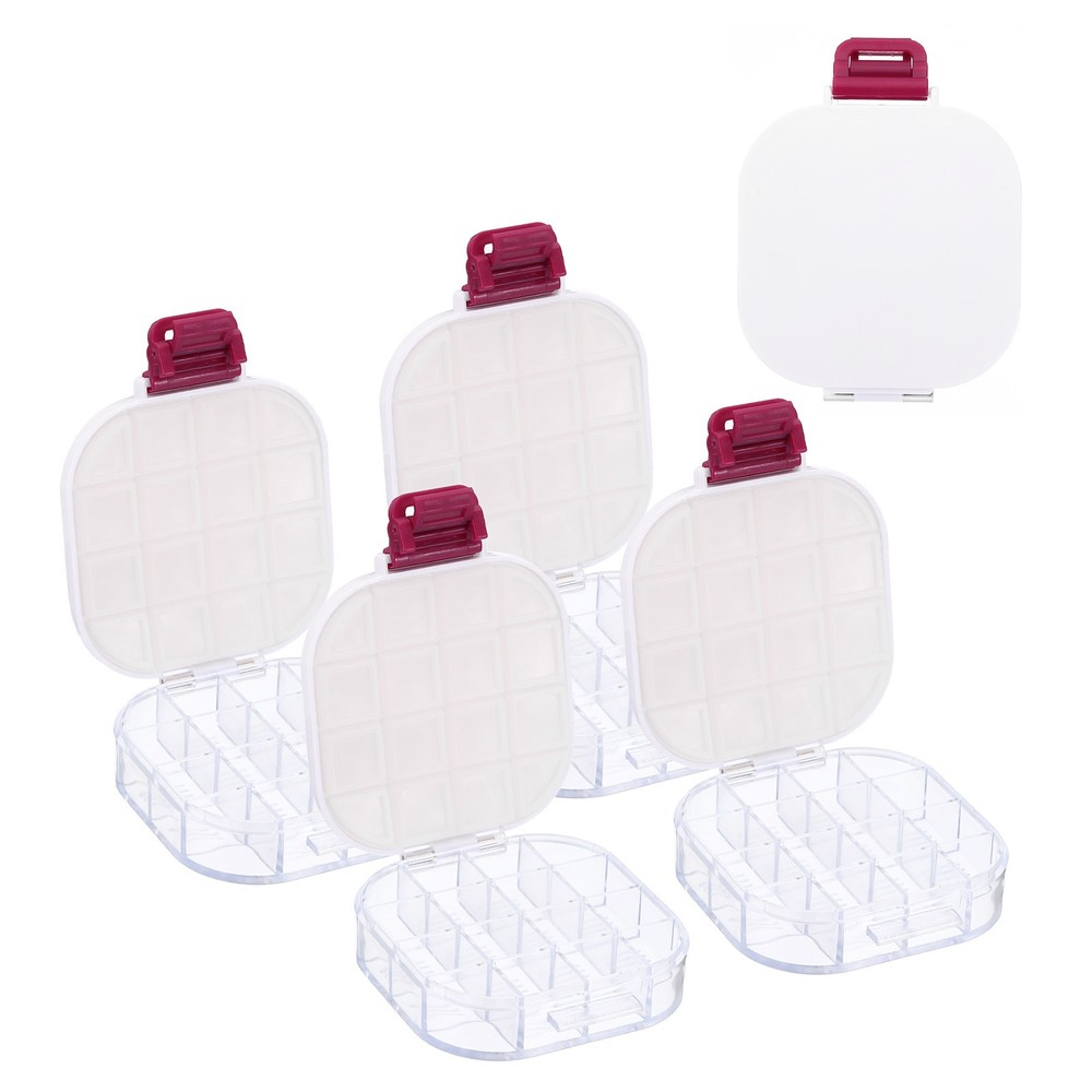 4Pcs 16 Wells Paint Storage Box Airtight Folding Painting Palette Red