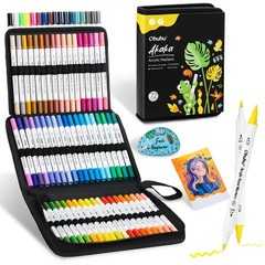 72 Colors Acrylic Paint Markers Dual Tips – Brush & Fine Pens for DIY Crafts, Ro