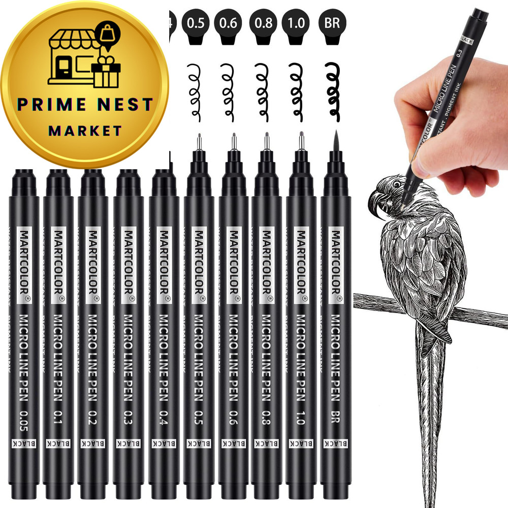MARTCOLOR Micro Pen Fineliner Pens, 10 1 Count (Pack of 10), Black – 10 Pack