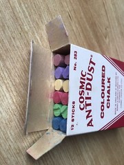 Cosmic Anti-Dust Coloured Chalk Assorted 12 Sticks -Red Blue Green Purple Yellow