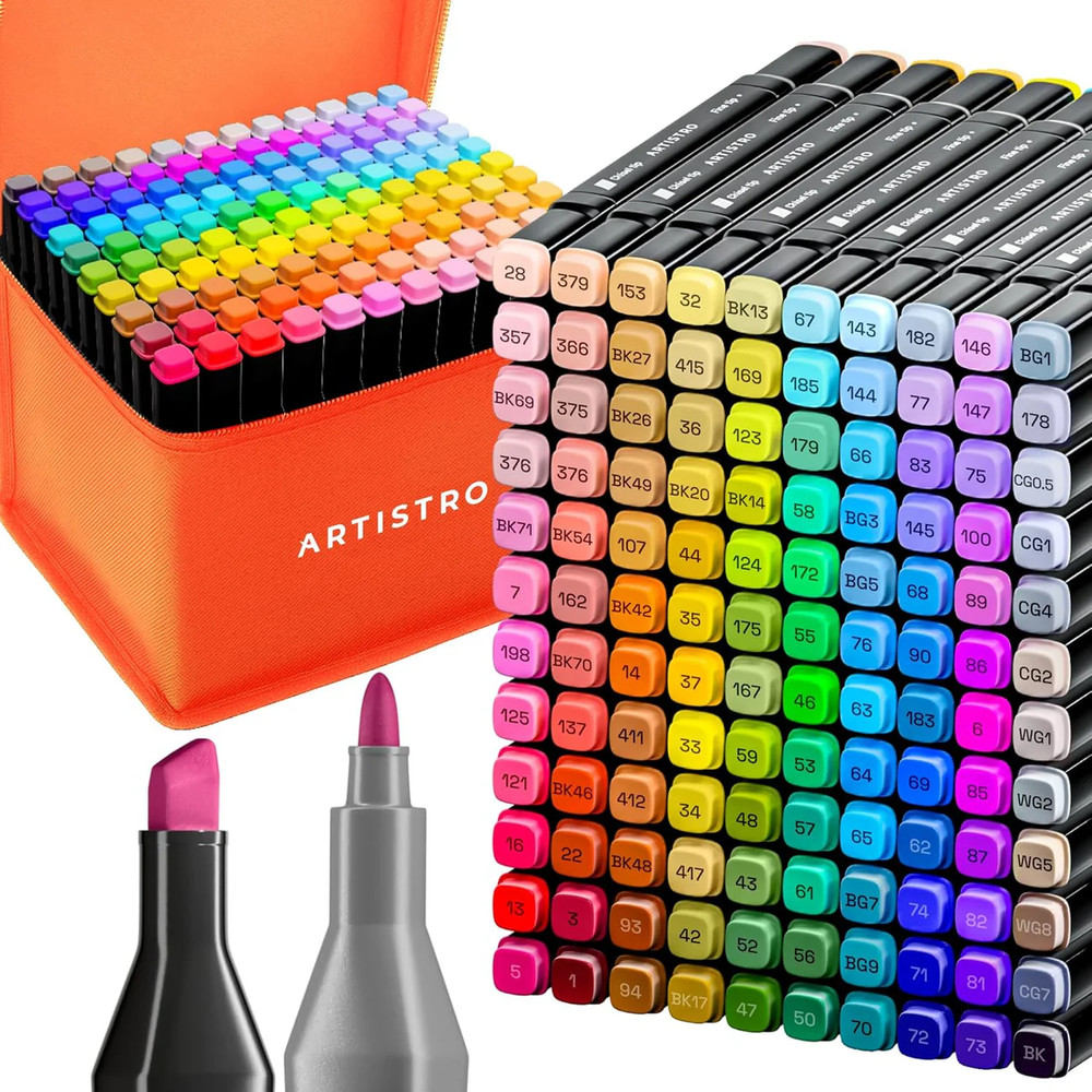 Artistro Alcohol Dual Tip Multicoloured Fast Drying Marker Drawing Pens. 120Pcs
