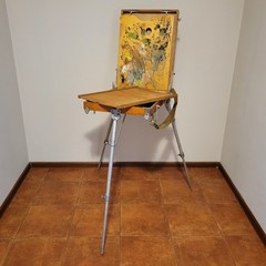 Vintage large easel Wooden artist palette Painter Painting oil Plein air Travel