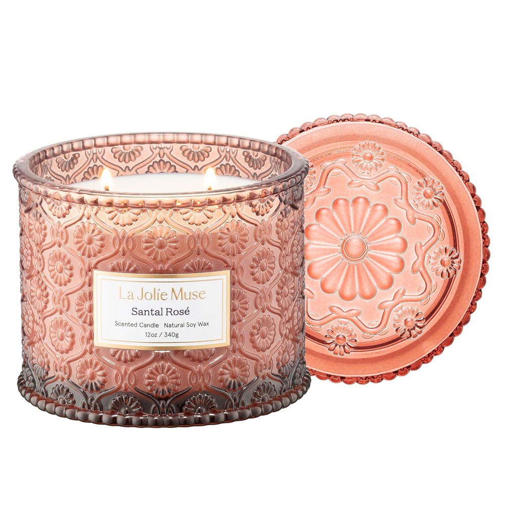 LA JOLIE MUSE Santal Rosé Candle – Saffron, Rose, 12 oz,