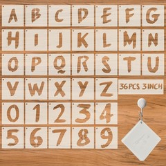 36Pcs Reusable Letter Stencils – Alphabet & Numbers, 3 inch 3 IN, Cursive