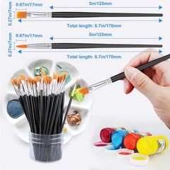 AROIC Small Paint Brushes Bulk,110 Pcs Black Nylon 55 Flat + 55 Fine,