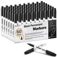 Keebor Permanent Markers Bulk, 60 Pack Black 1 Count (Pack of 60),