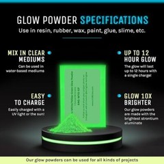 Glow in the Dark Powder, Strontium Aluminate, Phosphorescent Pigment- 14 Colors