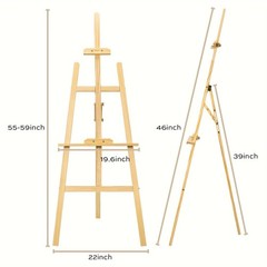 Pine Wooden Art Easel 45in Portable Adjustable Height Easel Stand for Painting