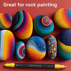 24 Precision Dual-Tip Acrylic Paint Markers – Paint Pens Set with Dot & Fine Tip