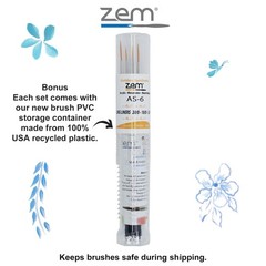 ZEM Brush Golden Synthetic Sizes 20/0, 10/0, 5/0, 0, Natural With Black Tip
