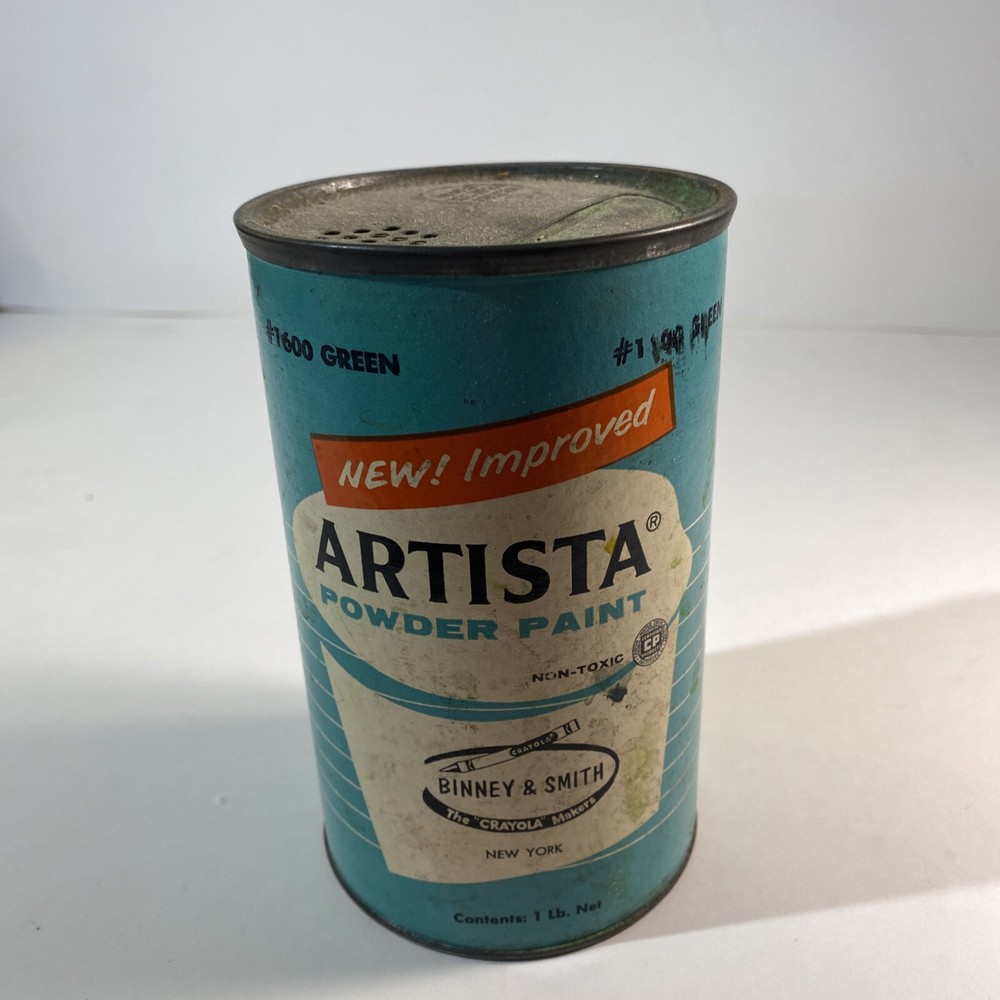 Vtg Artista Powder Paint Paper Label Green Binney & Smith Crayola W/ Product
