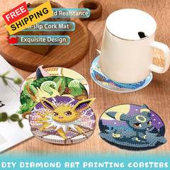 LWZAYS Diamond Painting Coasters 3.8 x x 0.1 inches, 8PBD-D10-Cartoon2