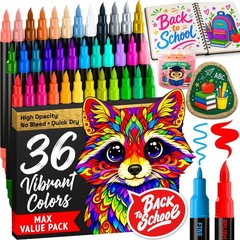 ARTISTRO 36 Acrylic Paint Markers – Paint Pens for Drawing – For Fabric, Rock, G