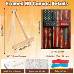 American Flag Framed Paint by Numbers Kits for Adults with Wooden Easel, Easy…