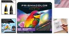 Alcohol-Based Ink Art Markers, Chisel and Fine Tips, 12 Pack