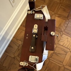 Folding Wooden Field Easel, Palette Trays and Drawer, Dark Brown Wood