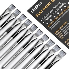 10pcs 3/4 Inch Flat Paint Brushes for Acrylic Painting, 0.75 inch x 10 pieces
