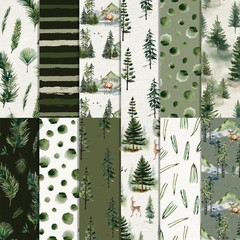 Forest Scrapbook Paper, 11.8in 24 sheets/12 Designs 11.8 x inches, green