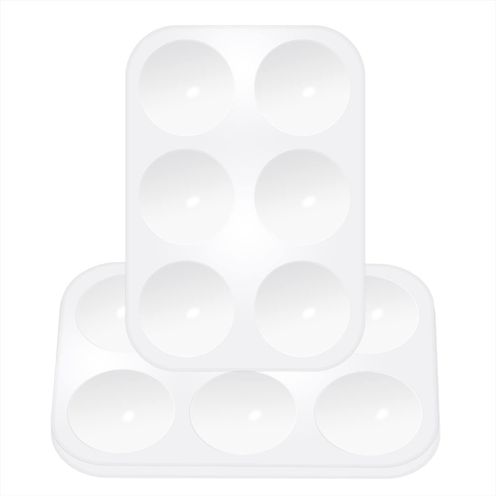 3-Piece Plastic Rectangular Paint Tray Palette with 6 Wells for Watercolor