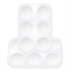 3-Piece Plastic Rectangular Paint Tray Palette with 6 Wells for Watercolor