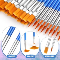 66 Pcs Small Paint Brushes Set – Slurrivate Round & Flat Brush Bulk for Detai
