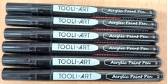 6x TOOLI-ART Black Acrylic Paint Pen 0.7mm extra fine tip