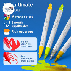 24 Acrylic Paint Markers – Paint Pens for Calligraphy, Brush + Fine Tips – for F