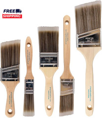 Paint Brushes 5-Piece Paint Brush Set Flat & Angle Brushes Walls Trim Cabinets