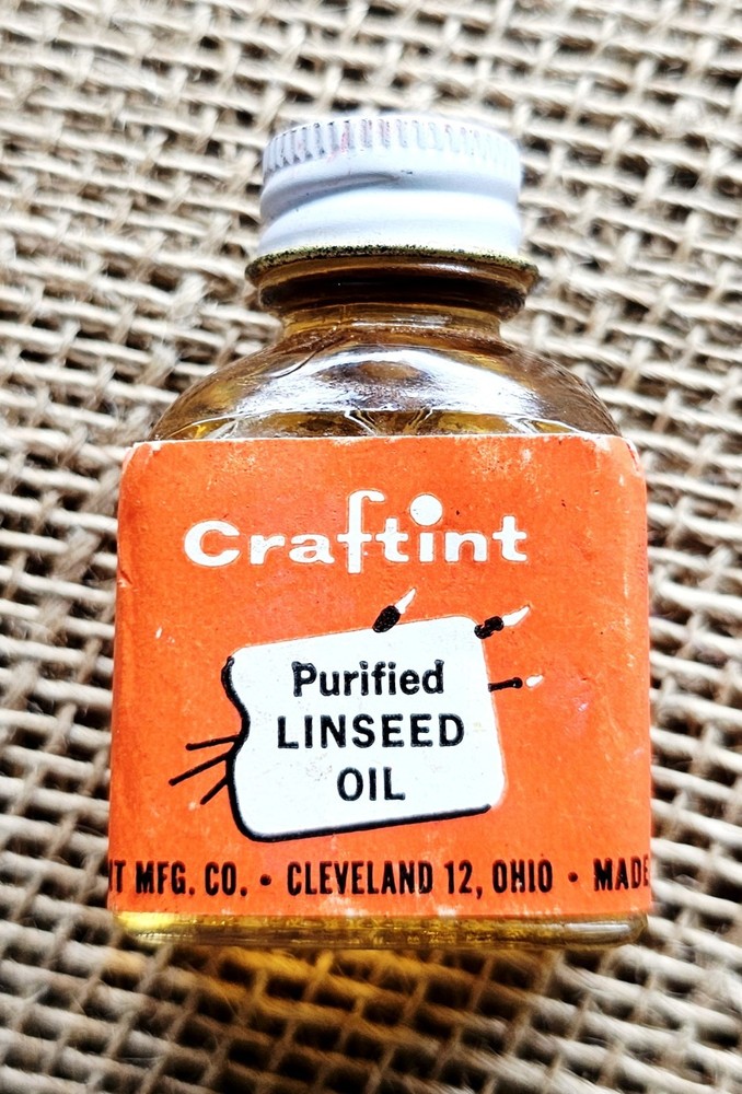 Vintage Craftint Purified Linseed Oil 1oz USA Cleveland Oh