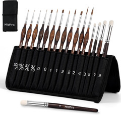 16 PCS Kolinsky Sable Miniature Paint Brushes Dry Brush, Professional Model Pain
