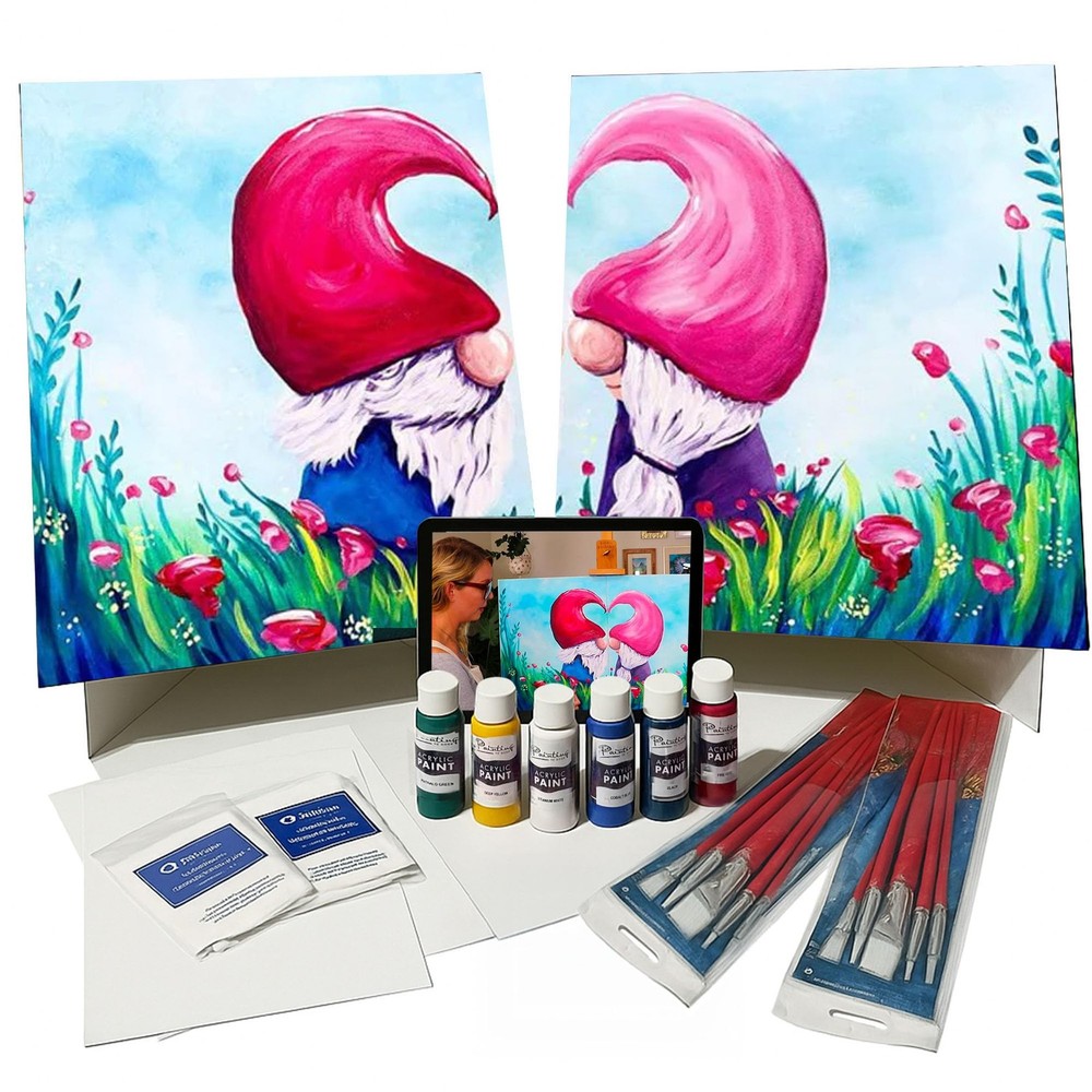 I Love You Gnome Matter What – Date Night Painting Kit for Couples – Canvases…