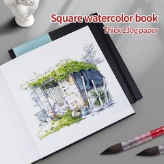 Watercolor Sketchbook Square Medium Grain Art Paper Drawing Pad Notebook