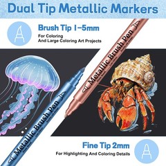 24 Pack Metallic Markers Set, Dual Tip Paint Pens for Crafts, Acrylic Markers…