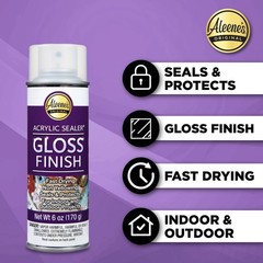 Aleene’s 26412 Spray Gloss Finish, 6 Oz Acrylic Sealer, Original Version, Cle…