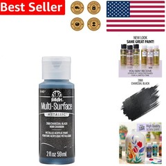 2 oz Multisurface Metallic Paint Charcoal Black Liquid Satin Finish All Surfaces