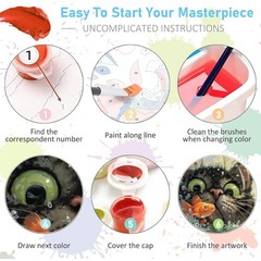Curious Cat Fish Paint by Numbers for Adults and Kids Beginner DIY Art