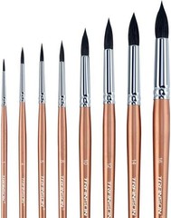 8-Piece Natural Goat Hair Round Watercolor Brush Set