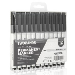 TWOHANDS Permanent Markers Ultra Fine Tip, 0.5mm, Extra Point, Black