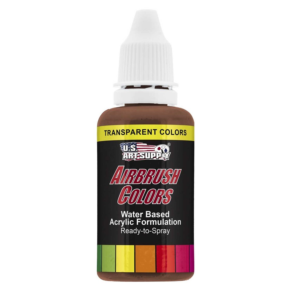 US Art Supply 1-Ounce Transparent Coffee Brown Airbrush Paint