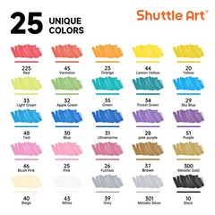 Shuttle Art 25 Colors 1 Count (Pack of 25), 25 Brush Tip & Fine