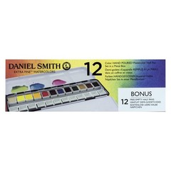 Color Hand Poured Pan Set in a Metal Box with Bonus 12 Empty Half Pans, 1 Uni…