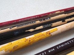 Vintage Artist Paint Brushes Lot M. Grumbacher NY Simmons White Sable Quill Sign