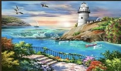 Lighthouse Landscape Diamond Painting Craft Kit-Size 7.8×11.8”