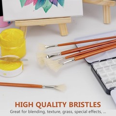 Artist Fan Paint Brush Set of 7 White Hog Bristle Natural Hair Anti-Shedding …