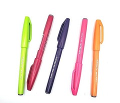 New Pentel Fude Touch Arts Brush Sign Pen SES15C – Brush Nib – Tropical Set of 5