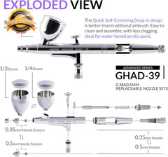 Dual Action Airbrush Kit 0.35 0.5mm Needle Gravity Feed Art Makeup Nail