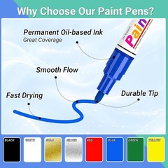 Oil Based Paint Markers, 8 Colors Dual Tip 1 Count (Pack of 8), Multicolor