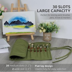 30-Slot Roll-Up Paint Brush Holder, Premium Canvas Brush Organizer for Artist…