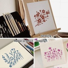 16 Pieces Wildflower Stencils for Painting, Reusable 5×6 Inch,
