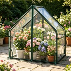 Waterproof Clear PVC Plant Grow Tent with Metal Frame, Wind Resistant